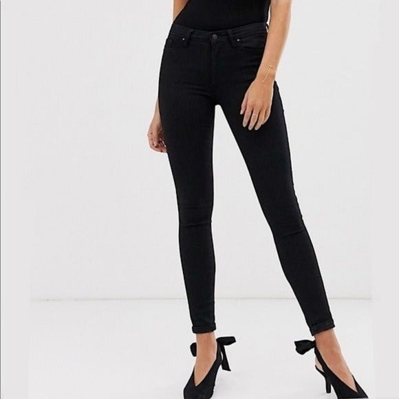All Saints Denim - All Saints Grace Black Mid Rise Skinny Jeans Size W25